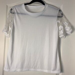 Romantic Cottagecore Cream Lace Sleeve Top Women S/M Soft Feminine Summer